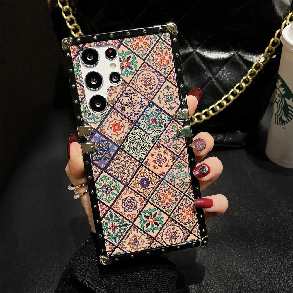 Luxury Glitter Cover Vintage Pattern Flower Plaid Case for Xiaomi Redmi Note 13 PRO 13C 12 PRO 12C 11 10 10C 9 9A 9C X3