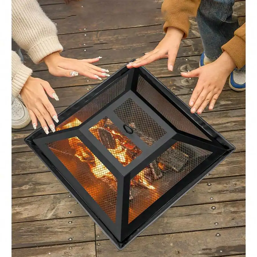 Outdoor Charcoal Pit, Equipped With A Charcoal Hook, Fireproof Cover, Portable Barbecue Grill, Fireproof Lid, And Charcoal Hook.