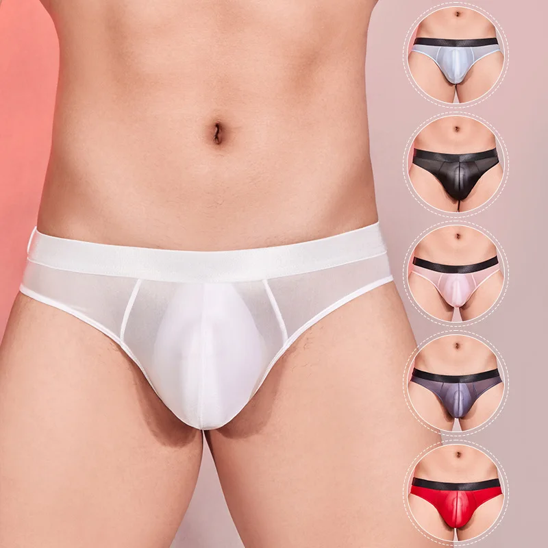 Mens Bikini Underwear Ultra-Thin Transparent Jockstrap U Convex Pouch Lingerie Underpants Oil Shiny See Through Seamless Briefs