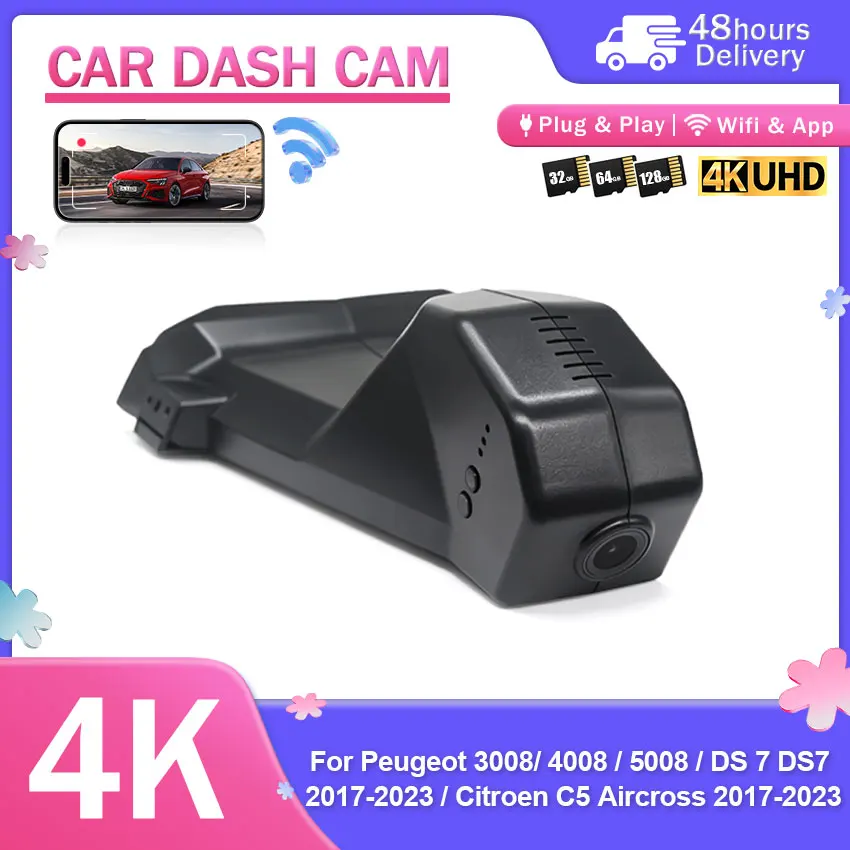 Plug and Play 4K Car Dvr For Peugeot 3008/ 4008 / 5008 / DS 7 DS7 2017-2023 / Citroen C5 Aircross 2017-2023 DashCam APP Control