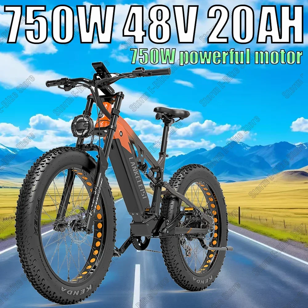 All-terrain Electric bicycle 750W Motor 48V20AH Large battery 52KM/H Auxiliary E-Bike 26*4.0tire mountain off-road Electric Bike