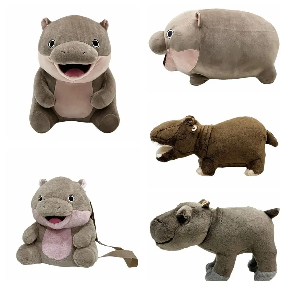 The Bouncy Pig Moo Deng Plush Toys Sitting Posture Cute Pygmy Hippopotamus Pillow Stuffed Cartoon Angry Baby Hippo Doll