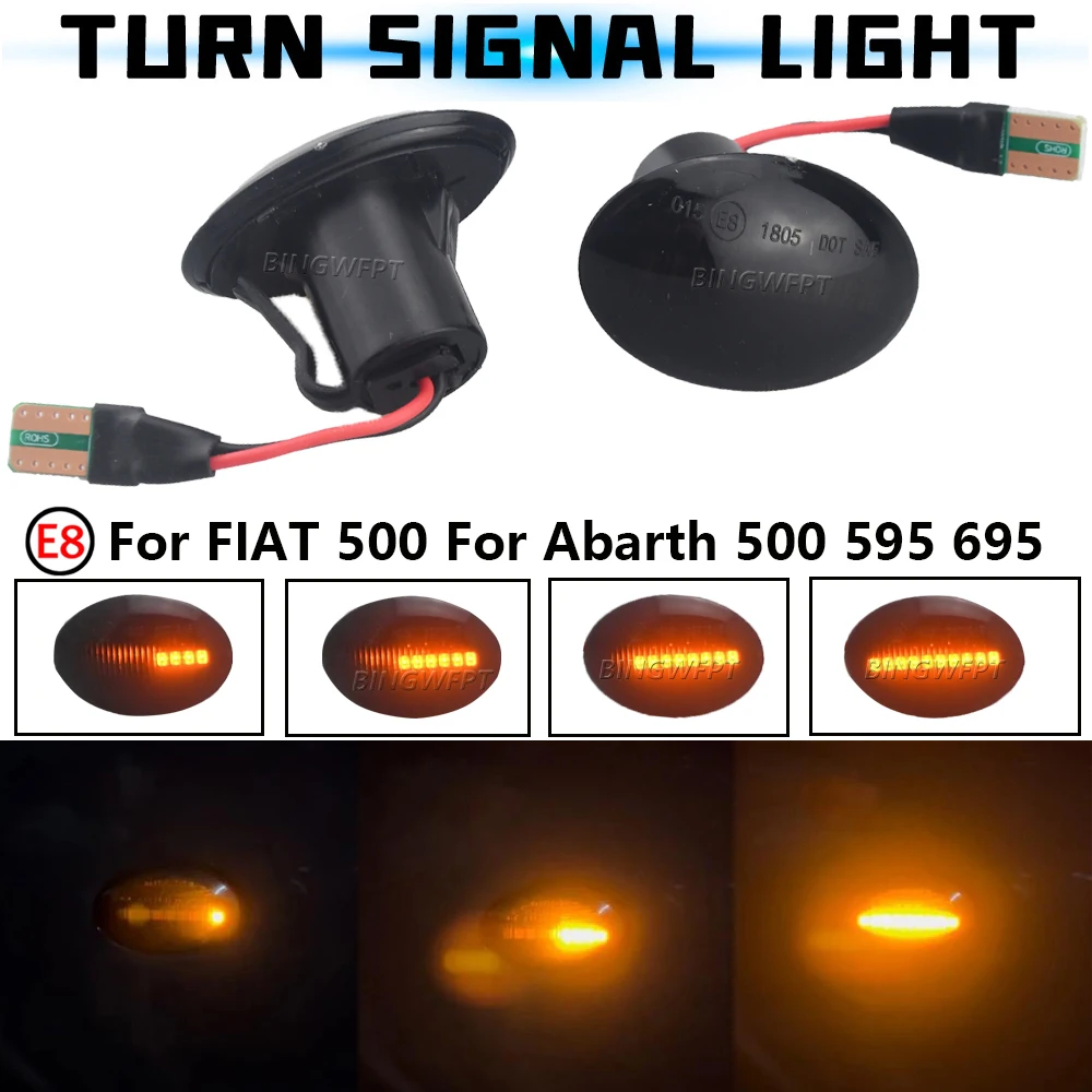 New Side Marker Lights Turn Signal For FIAT 500 500C 500L LED Dynamic T10 Lamps For Abarth 500 595 695 Car Fender Lights