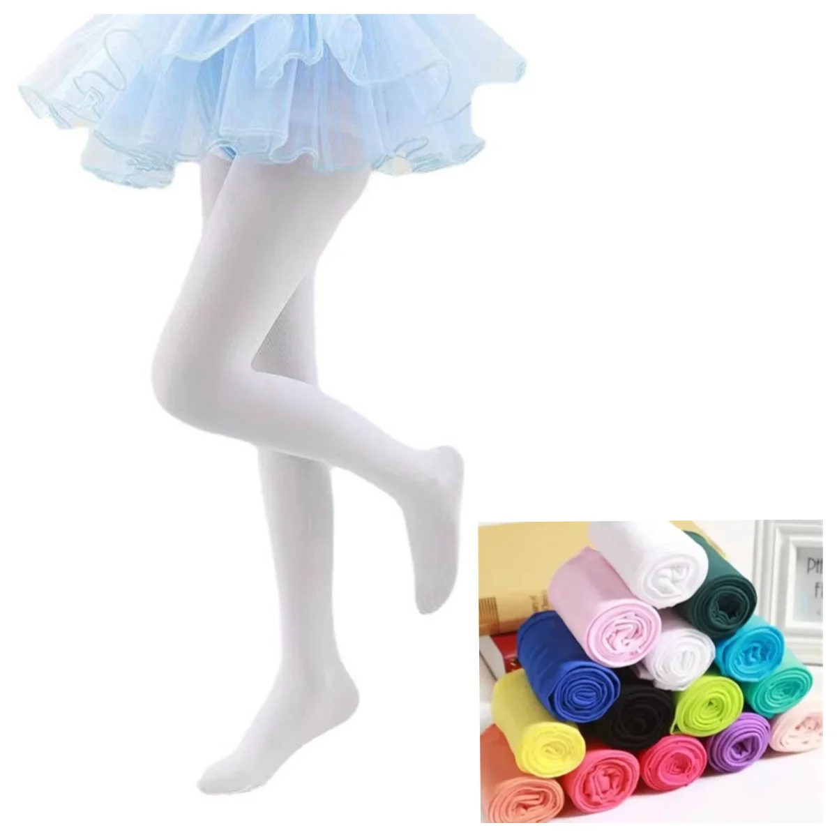 

Балетные колготки для девочек, летние, весенние, однотонные, белые, цвета конфет, для танцев