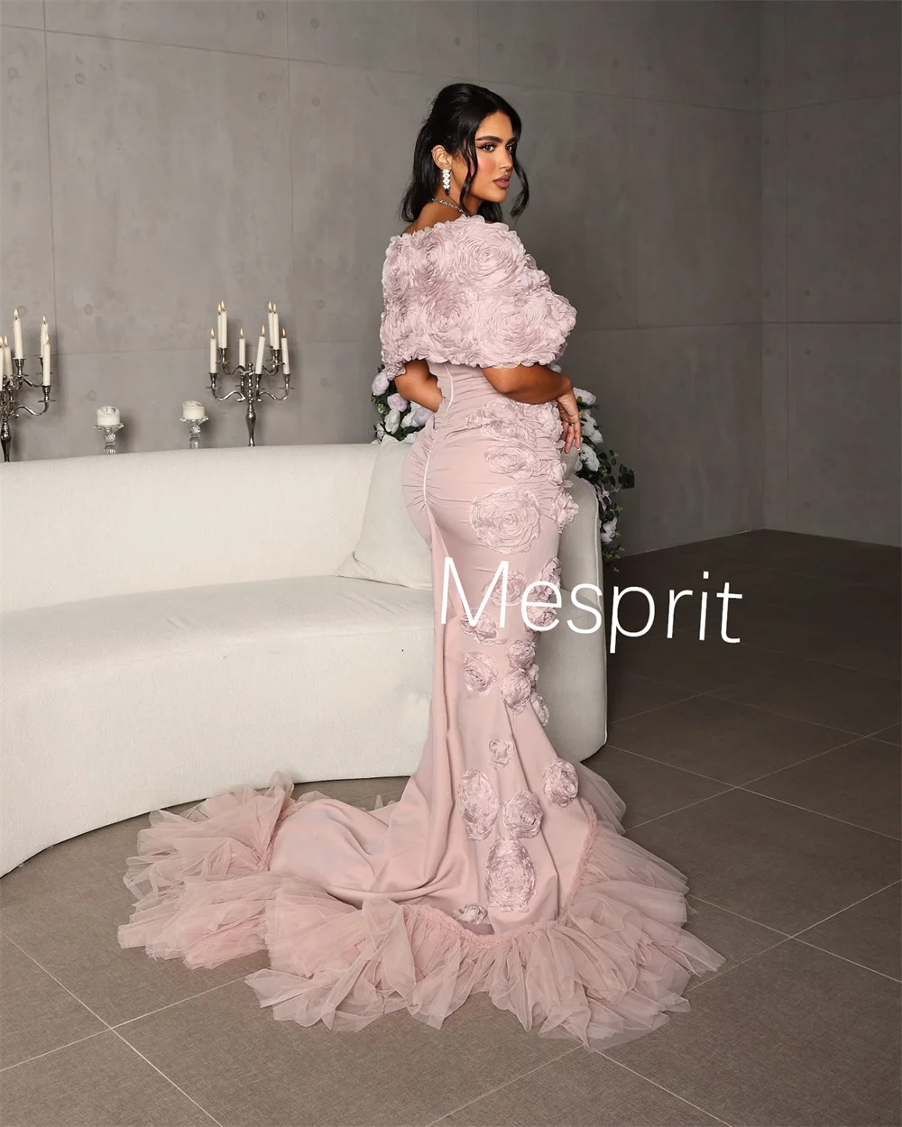 Customized Sparkle Jersey Pleat Pattern Trumpet Off-the-shoulder Long Dresses Bespoke Occasion Dresses Fashion Modern Style
