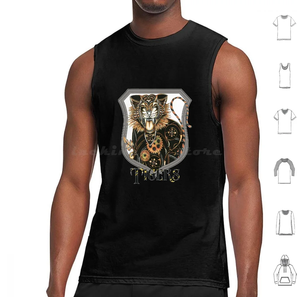 Tigers Tank Tops Print Cotton Richmond Tiger Football Footy Afl Tigers Whimsical Quirky Steampunk Zentanlge Dromana