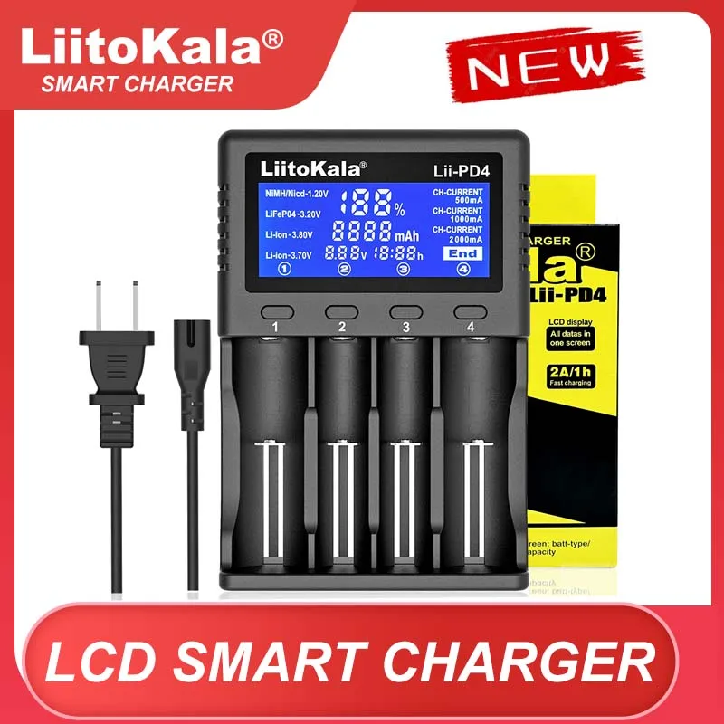 LiitoKala Lii-PD4 Lii-S6 Lii500s battery Charger for 18650 26650 21700 18350 AA AAA 3.7V/3.2V/1.2V/1.5V lithium NiMH battery