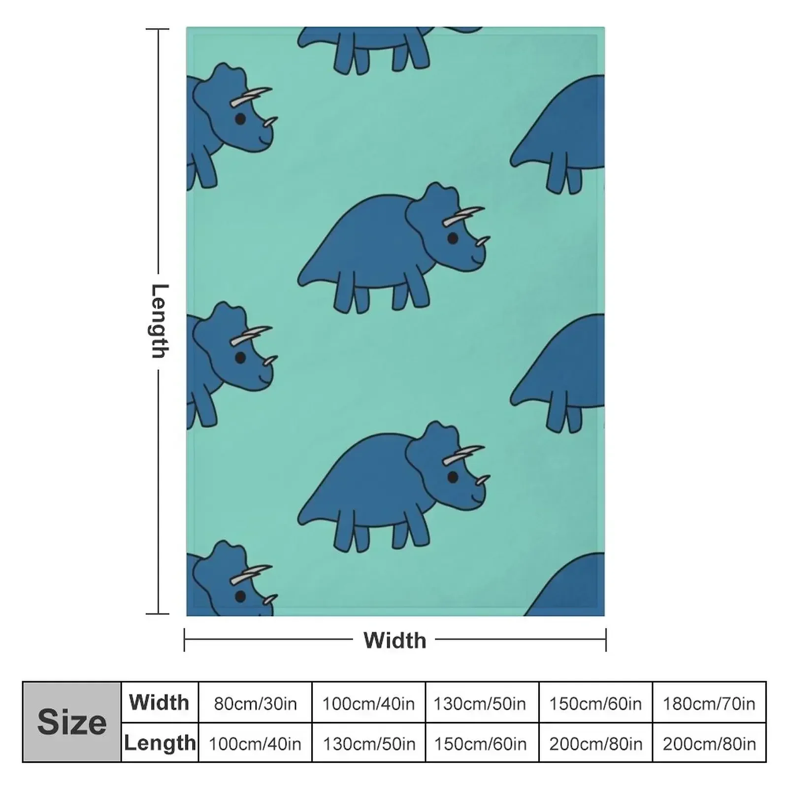 Cute Kawaii Triceratops Dino Throw Blanket Hairys Furry Blankets