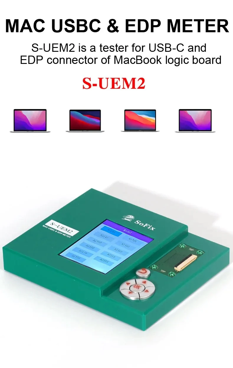 SoFix S-UEM2 For Macbook USB-C EDP Meter Detector Connector Logic Board 2016-2020 A1706 A1708 A1707 A1989 A1990