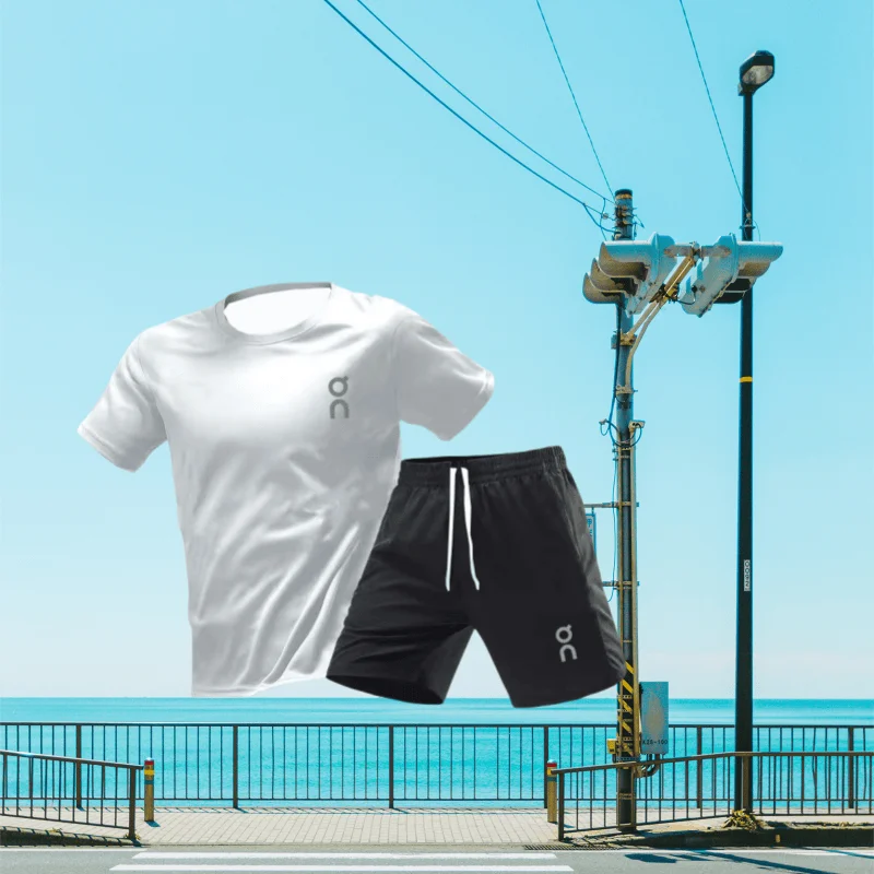 

New 2025 Moto Sports Running Suit Summer Breathable Quick-Drying Men's and Women's Marathon Fitness Crew Neck Short Sleeves
