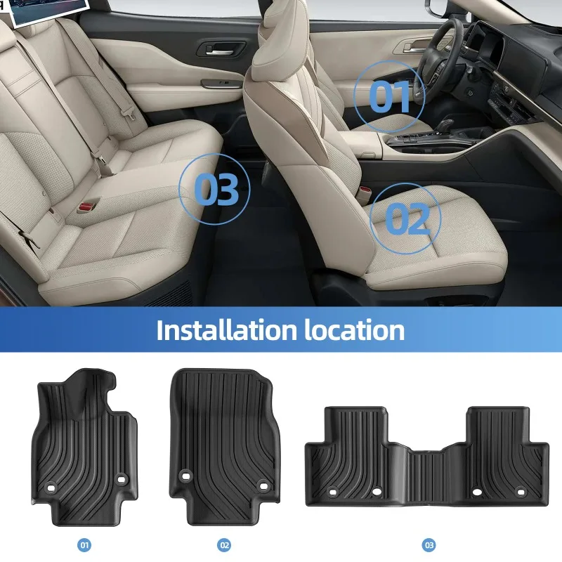 Fußmatten für Toyota Crown 2023 2024, Kofferraummatte, TPE 3D-Fußmatte, Schwarz, Linkslenker – Detail 3