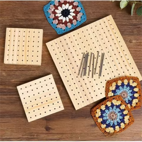 Crochet Block Plate for Crochet Weaving Bamboo Grid Block Plate Crochet Knitting Board Sewing Supplies