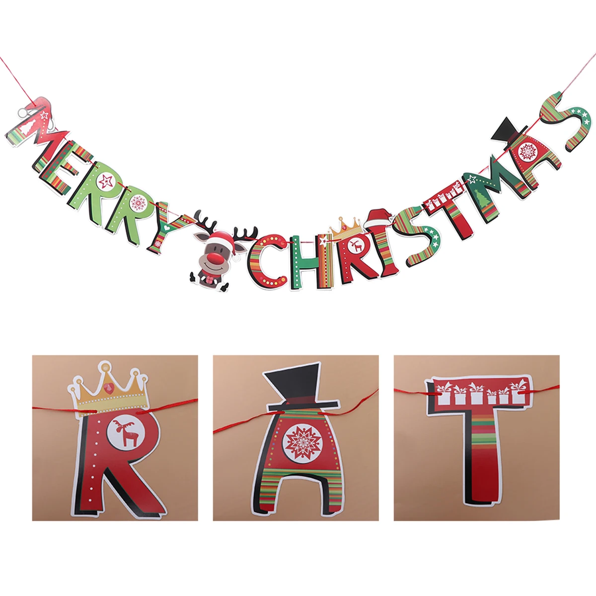 

Christmas Paper Flags Garland Decorations Party Bunting Banner Festive Christmas Decor Indoor Outdoor Doorway Wall Window Mantel