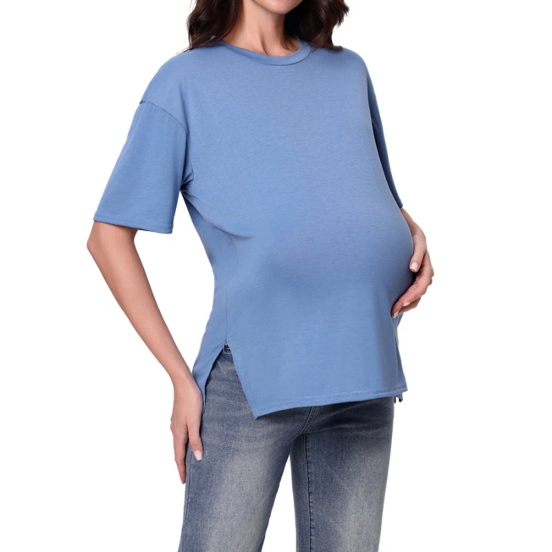New Maternity Women's Breastfeeding Clothing Zipper Short Sleeve Women's Clothing for Spring Summer and Autumn