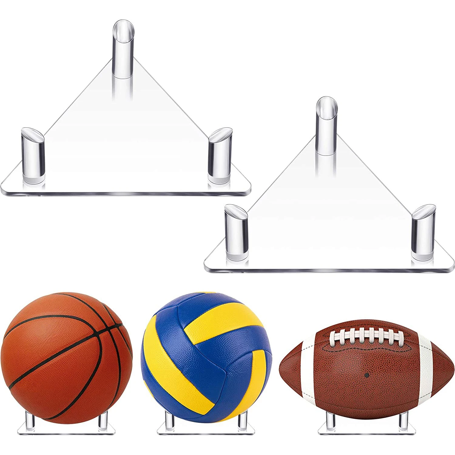 

2/4 Pieces Acrylic Ball Stand Clear Display Holder Sports Ball Storage Rack for Football Basketball Volleyball and Soccer Ball