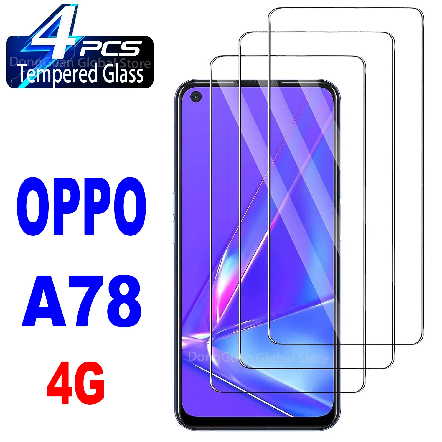 

2/4 шт. закаленное стекло для OPPO A78 4G Защитная стеклянная пленка для экрана