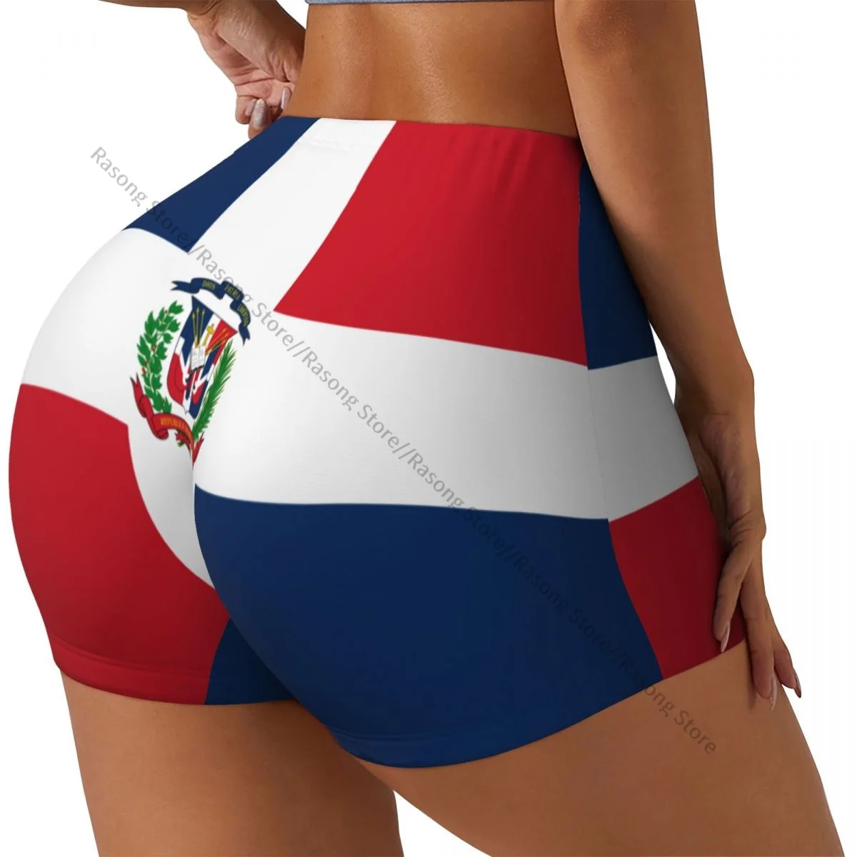 

Women's Yoga Shorts Flag Of The Dominican Republic Scrunch Booty Butt Lifting Comfort Fitness Gym