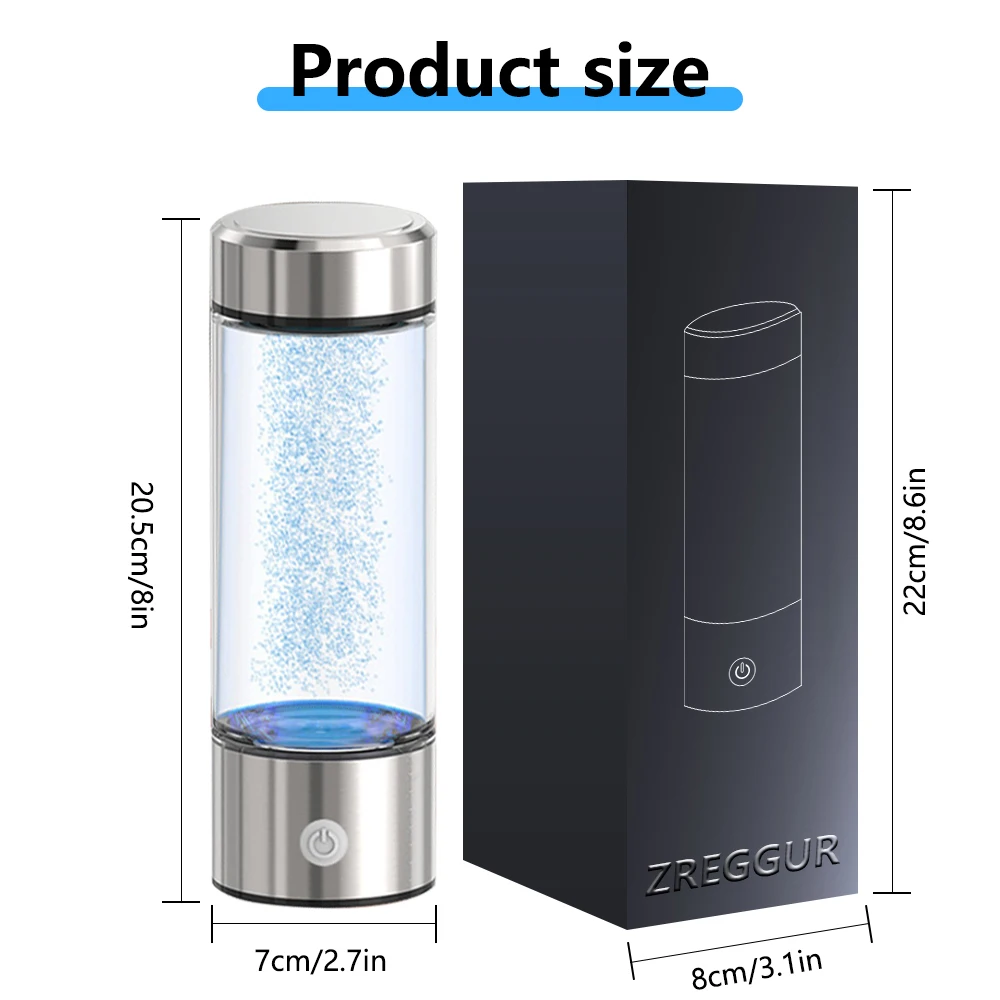 Groothandel 420 ml draagbare USB oplaadbare waterstofverrijkte water afneembare digitale display waterstof