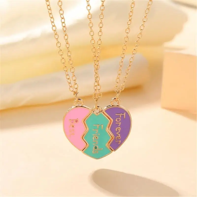 195C 3 Pieces Elegant Silver Plated Alloy Friendship Necklaces with Sturdy Alloy Materials Designs Accessory for Daily Wear