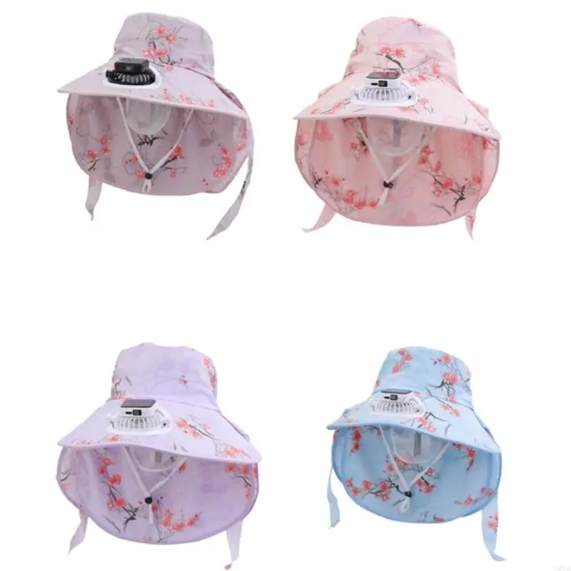 

2025 New USB Rechargeable Solar Fan Hat Adjusting Wind Speed Hat With Protective Neckflap
