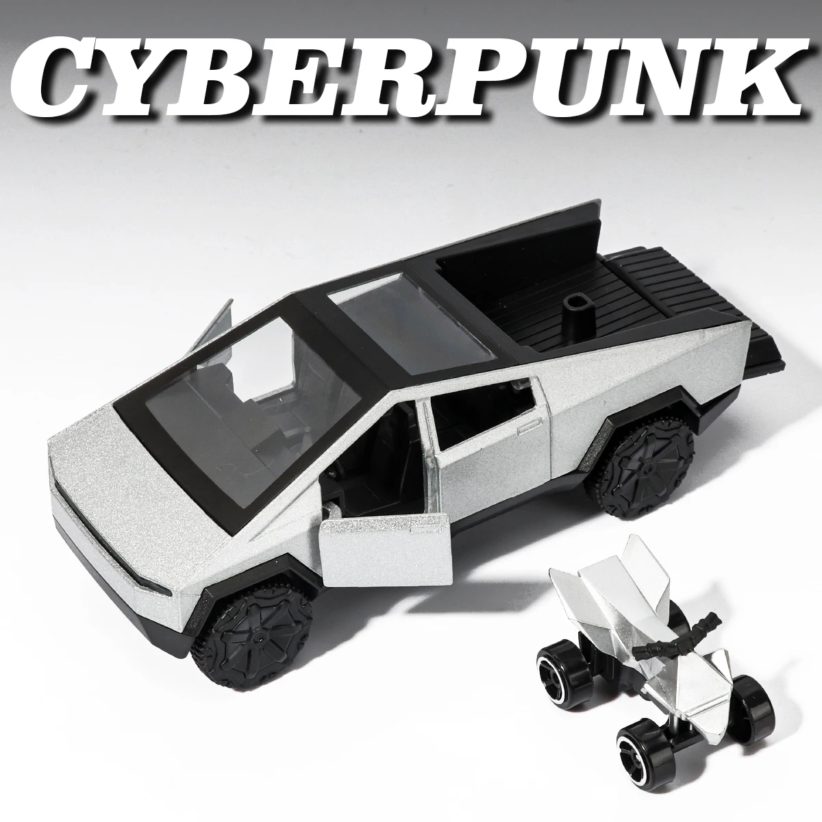 1:36 Cybertruck Toys Off Road Vehicle Die Cast Model Car Beach Motorcycle Hobby Collectible Birthday Gift For Boy