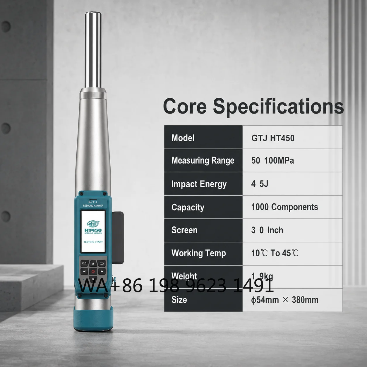Bluetooth Connected Concrete Rebound Hammer Support App Report Upload High Precision NDT Testing Device On-site Building Strengt