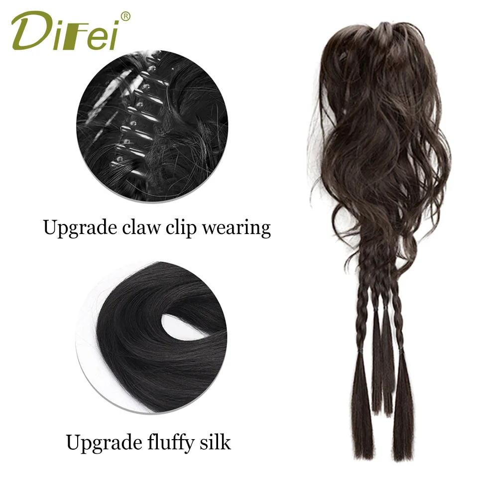 DIFEI Boxing Braid High Ponytail Synthetic Wig Female Millennium Spice Girl High Ponytail Boxing Braid Wig Half Ponytail Wig