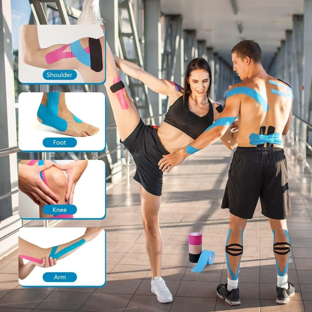Hot 5cmX5m 2/4/6pcs Sports Kinesiology Tapes Waterproof Elastic Stickers Athletic Bandage Muscle Support Pain Relief Protector