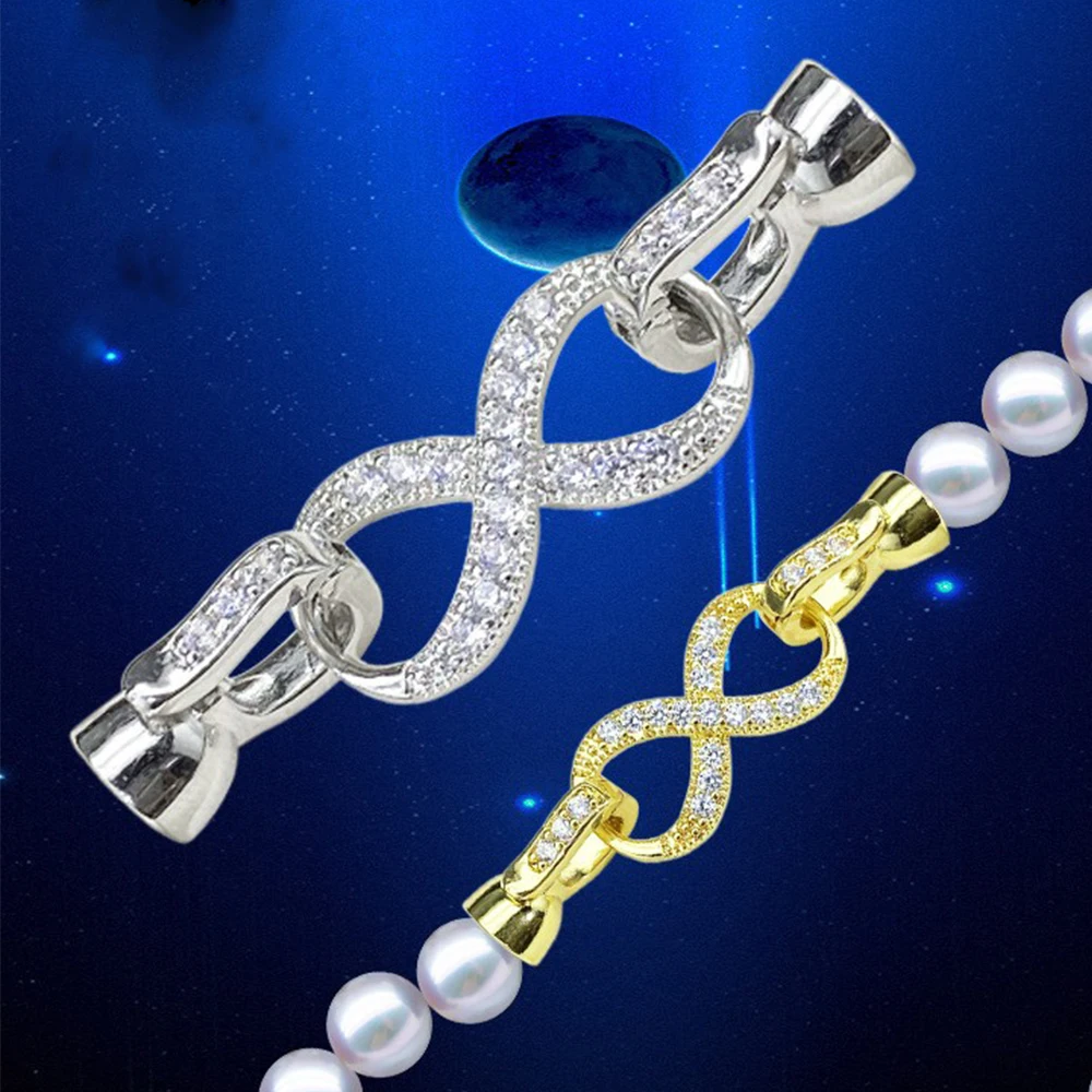 A DIY infinite symbol single row bracelet necklace buckle connection buckle copper micro inlaid synthetic zircon DIY handmade sw