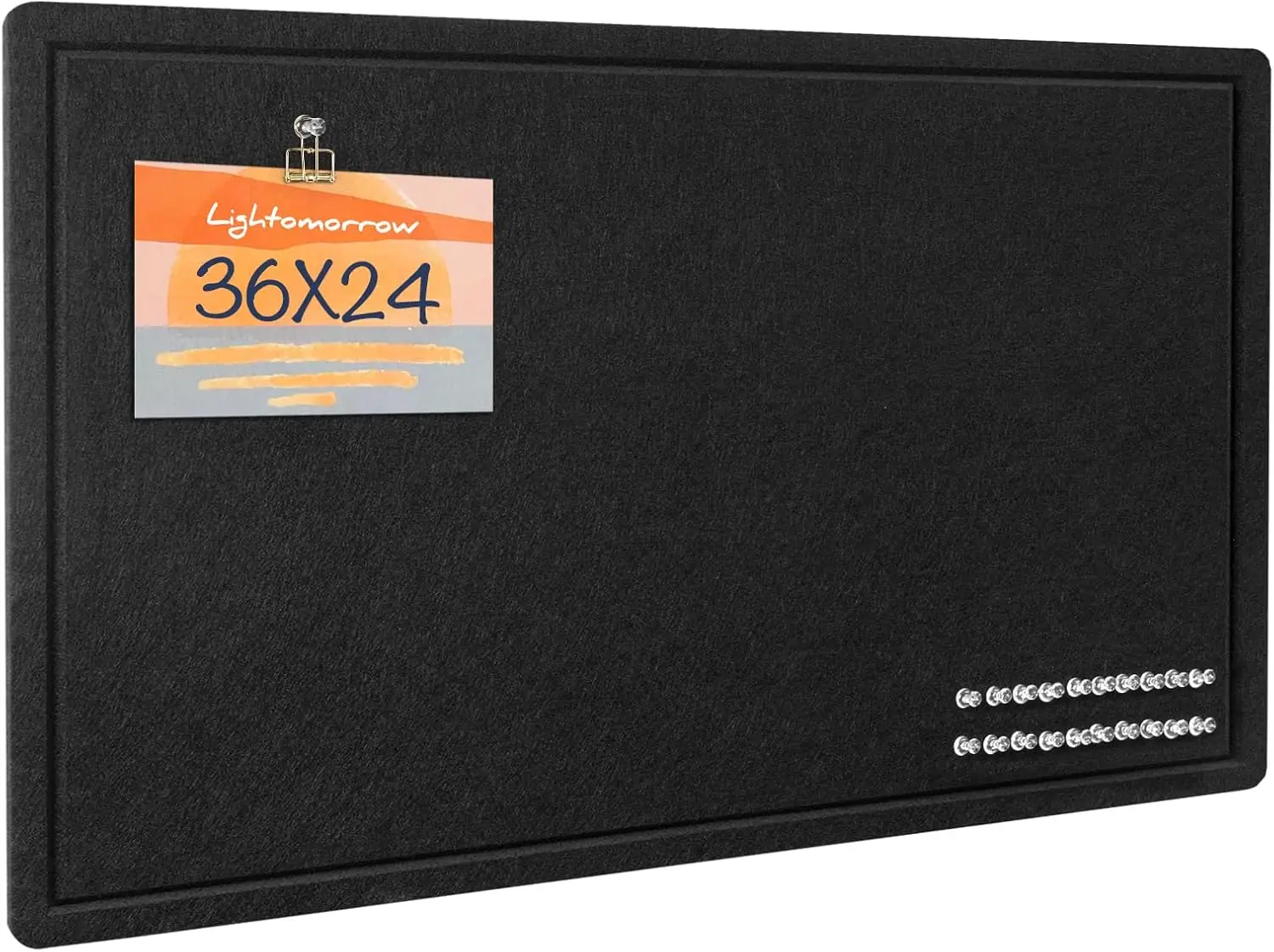 لوحة إعلانات لباد مقاس 36 × 24 بوصة، لوحة دبوس ذاتية اللصق قابلة للطي مع 20 دبابيس ضغط - أسود #1