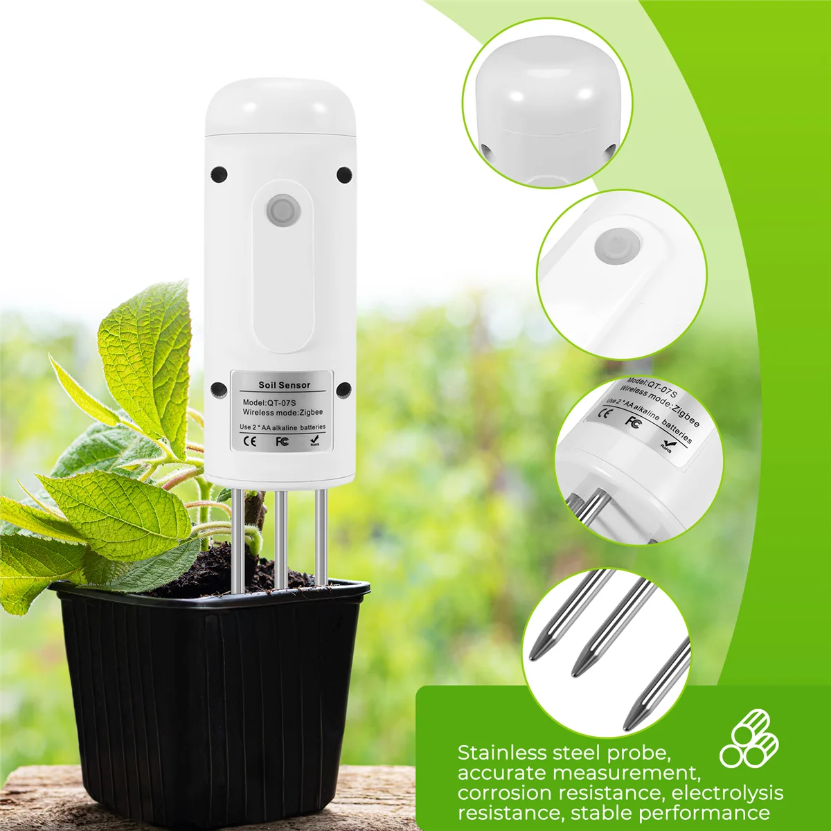 Tuya Zigbee Wireless Soil Moisture Meter Temperature Humidity Tester Plant Monitor IP67 Waterproof Detector for Garden