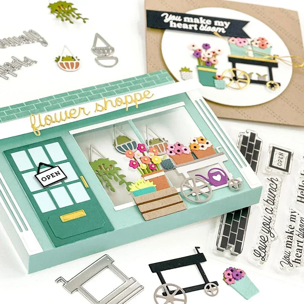 Fashion Window Shoppe Box Silicone Stamps and Cutting Die Set Art Record Die For DIY Scrapbook Paper Cards Embossed Craft DieNew