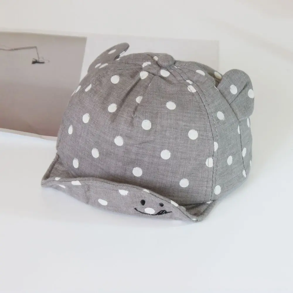 

Хлопковые детские шапки, летняя фуражка для малышей в горошек, шляпа для мальчиков и девочек, детские милые бейсболки с 3D ушками, мягкая шляпа от солнца для младенцев для детей