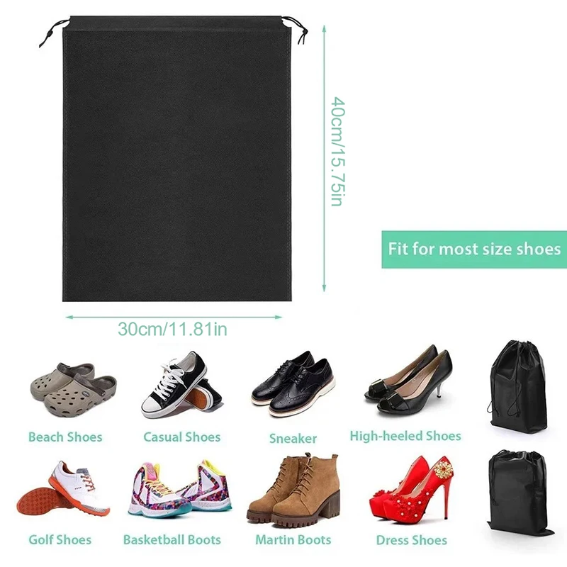 10PC 30*40cm Portable Reusable Travel Non-woven Shoe Clothes Pouch Portable Tote Drawstring Storage Bag dust-proof Organizer