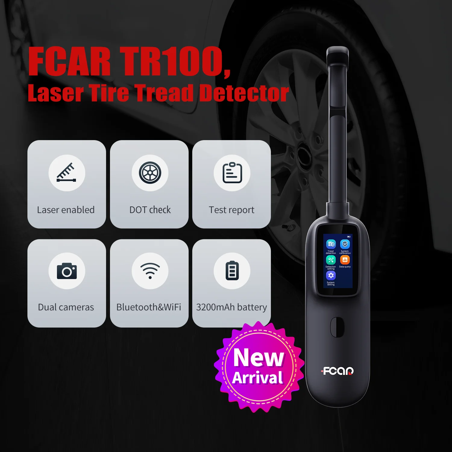 

FCAR TR-100 tire tread detector for all car truck motorcycle tires laser measurement tire scan tool