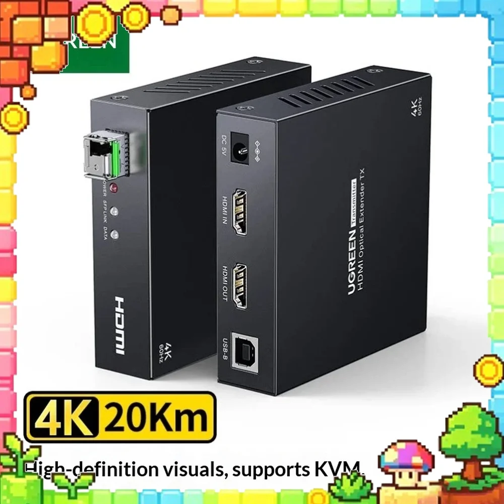 UGREEN CM452 HDMI over Fiber Extender KVM Single Mode Single Fiber LC 4K with 3.5mm Audio Port