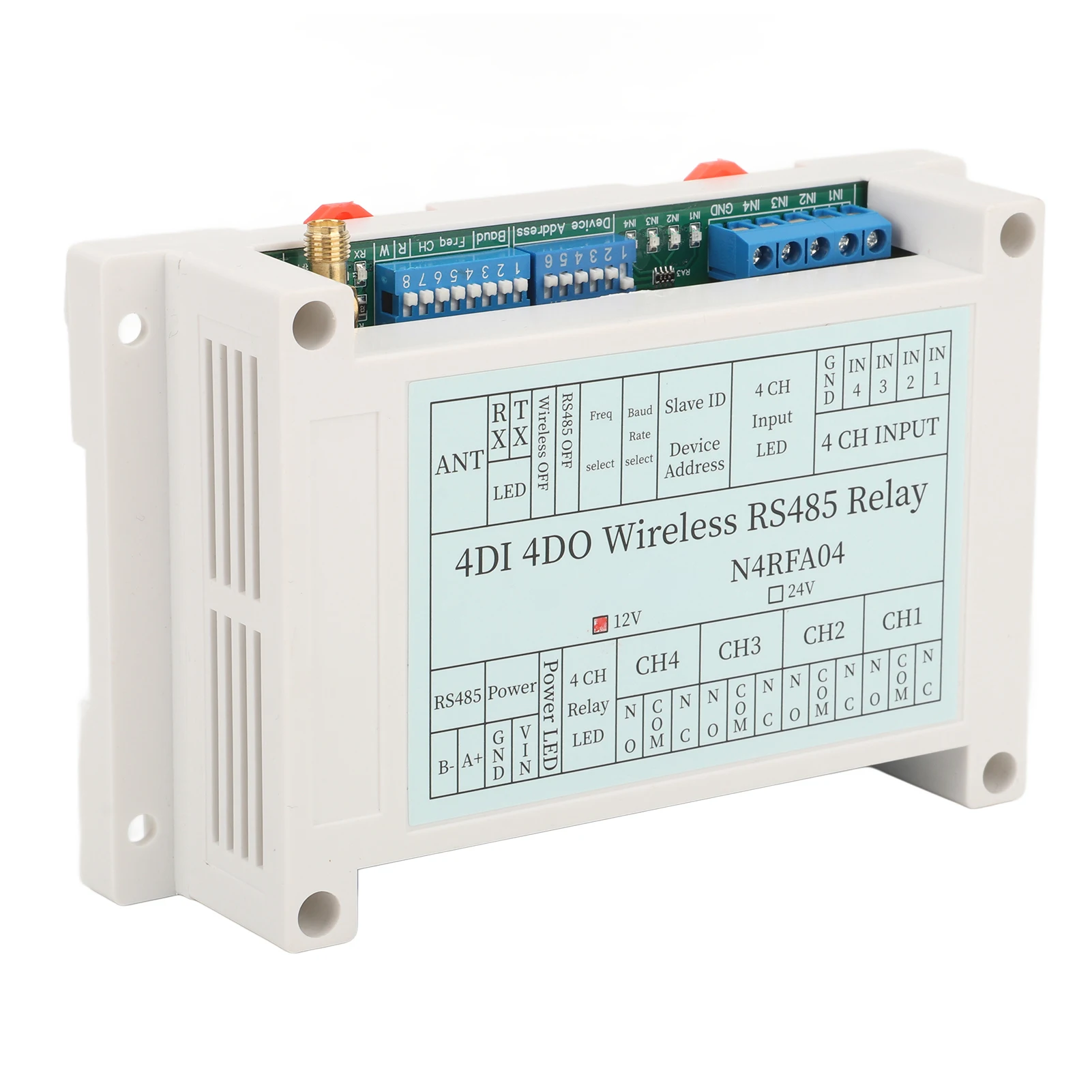 Wireless Transmitter Receiver Relay 4 Channel Wireless Relay Module 4DI 4DO 433M  Transmitter Receiver Relay with Antenna