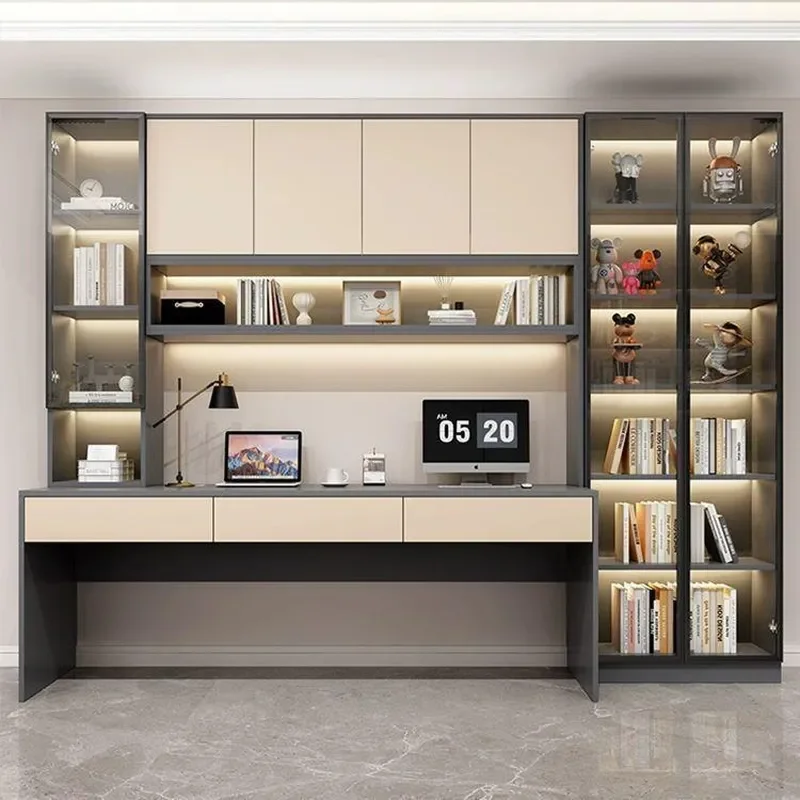 For Solid Wood Desk Bookcase Integrated Table Student Home Bedroom Medieval Computer Table New Children's Double Study Table