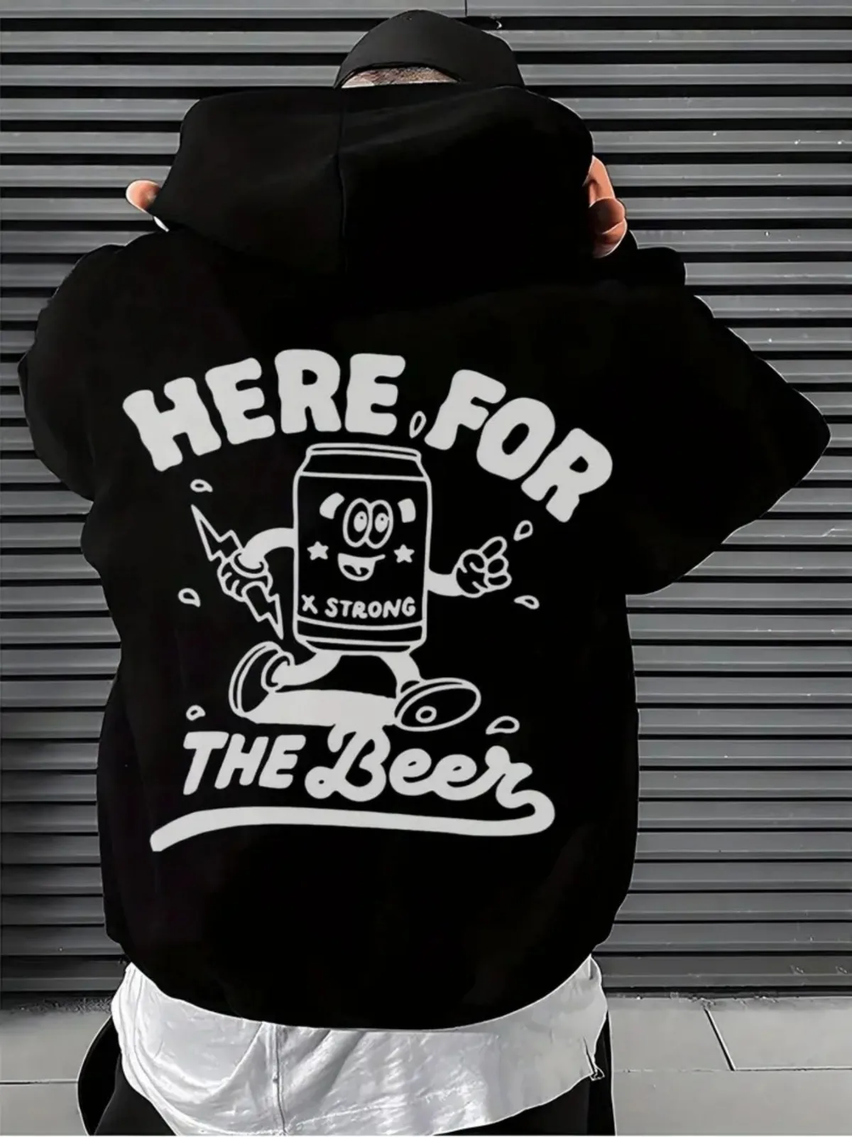 

Men's Casual Fashion Trend Comes with Beer Printed Pattern Hooded Sweatshirt Loose Street Thick and Plush Pullover Gift Tops