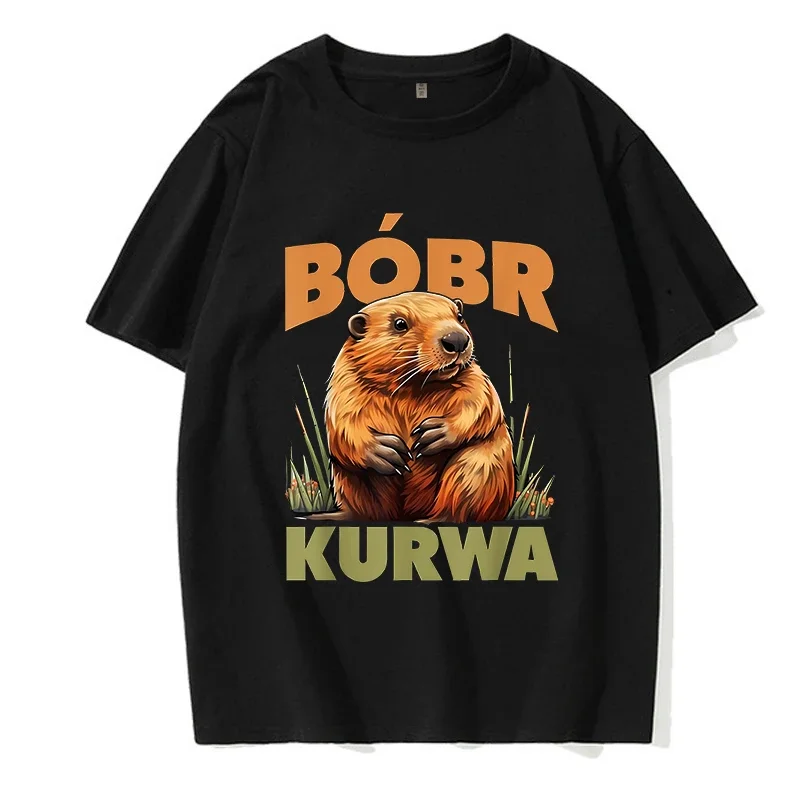 90s Cartoon Bobr Kurwa Grunge Tshirt Funny Kurwa Bober Mange T Shirt Harajuku Y2k Tees Tops Men Fashion EU Szie T-shirt Clothes