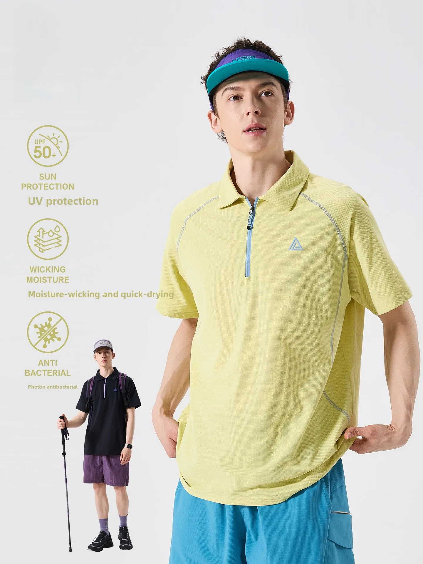 LAZY DAY Outdoor Men's Short Sleeve  Shirt Quick Dry Moisture Wicking Antibacterial Summer Sportswear Polyester Fiber