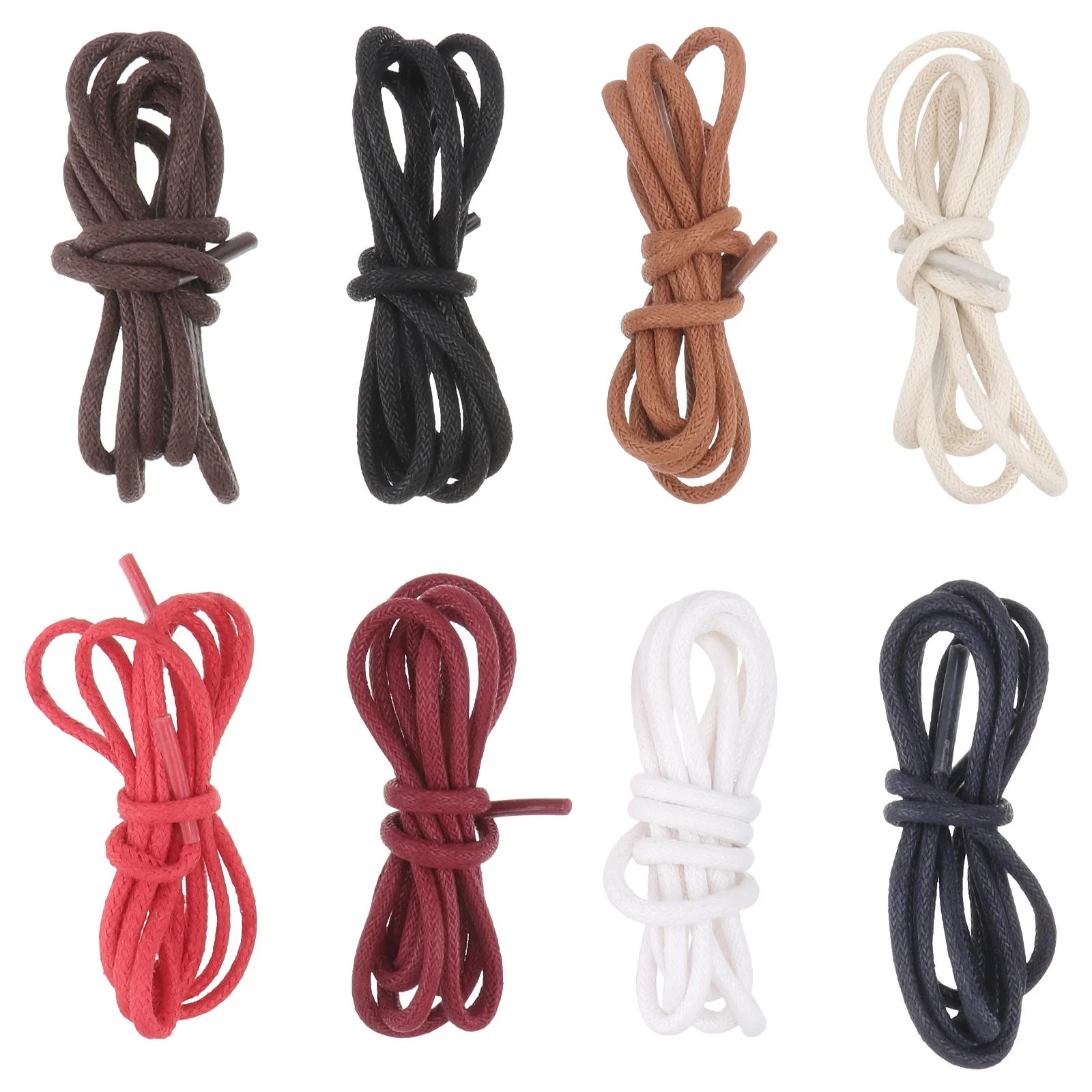

8pcs Waxed Cotton Shoelaces Round Shoe Ties For Sneakers Fashion Lace Accessories Durable Replacement For Men Women Shoes