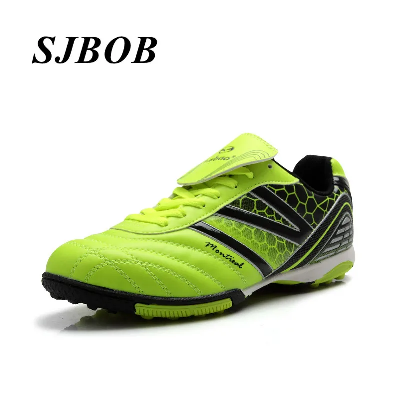 Original Men's Football Shoes Green Leather TF Teenagers Soccer Shoes Outdoor Training Futsal Shoes Unisex Chuteiras De Futebol