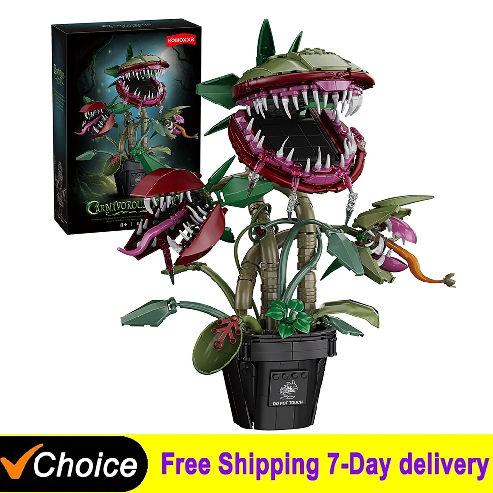 

Креативный конструктор «Растение-пиранья», мясокушащее растение в горшке, кирпичики, волшебная книга, сборные цветы, модель, украшения, декор, игрушки