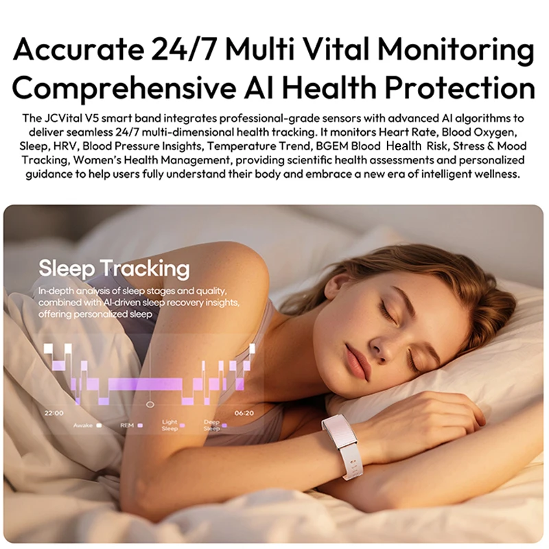 JCVital V5 Black Smart Band Health Trend Monit or Fitness Recovery Bracelet Wearable Device for Rehabilitation