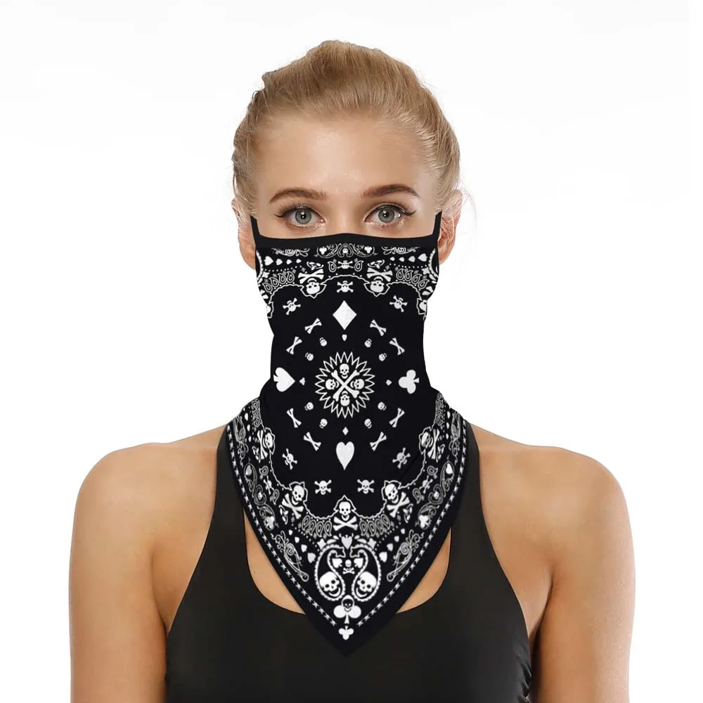 Multi-functional Thin Bandana Protective Silk Windproof Cycling Sun Protection Wrap Scarf Neck Protection Face Mask Mouth Mask