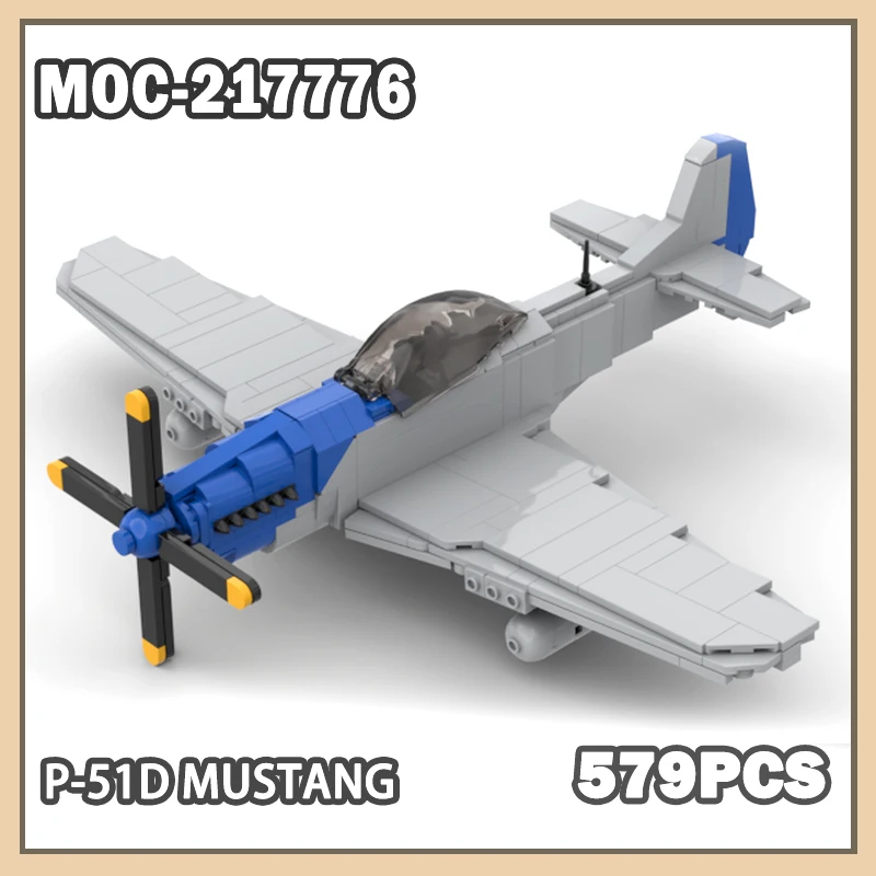 

MOC- 217776 Военная военная серия P-51D Mustang, строительный блок в сборе, модель истребителя Второй мировой войны, детские рождественские подарки, 59 шт.