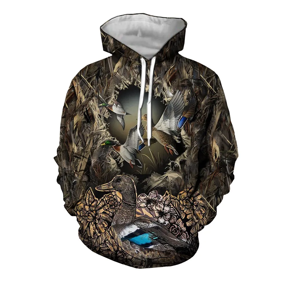 Leisure Design Jungle Hunting Wild Duck Hoodie Fashion Animal 3D Printing Men's Hoodie Sportswear Street Harajuku Men's Hoodies