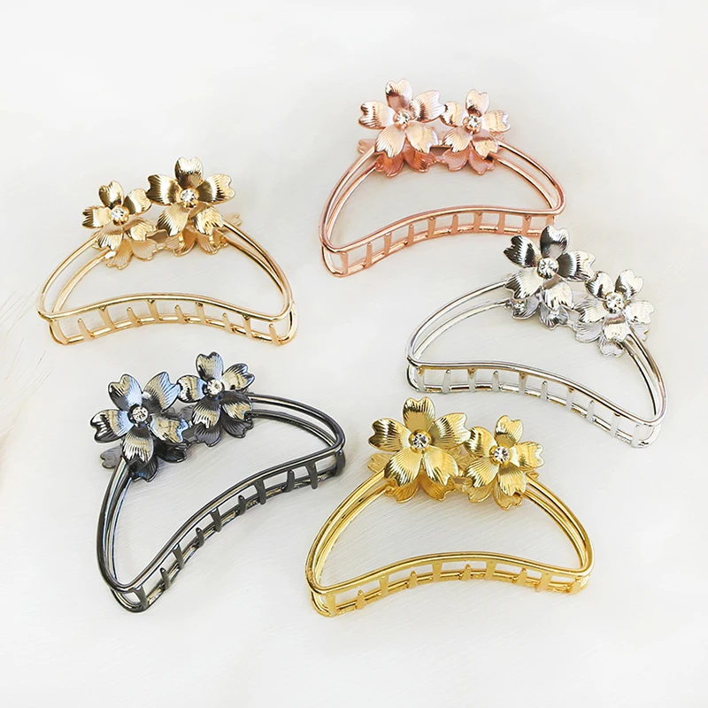 سبيكة مخلب شعر كبير زهرة مشبك شعر للنساء فتاة المشابك الشعر دبوس الشعر دش مخالب التصميم غطاء الرأس إكسسوارات الشعر