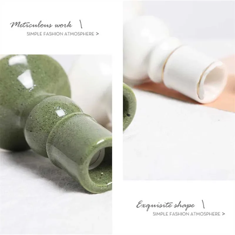 Round Ceramic Pillar Candle Holder (Stoneware) - Table Centerpiece For Wedding Decor Christmas Dinner Party Supplies